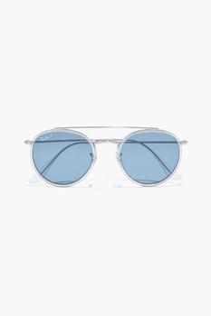 推荐Round-frame silver-tone sunglasses商品