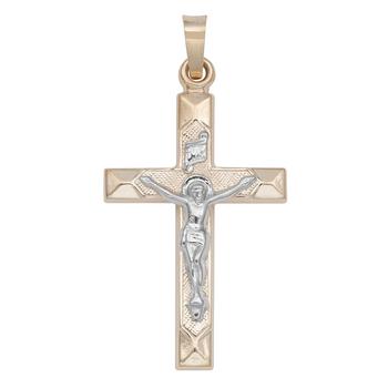 商品Macy's | Crucifix Cross Pendant in 14k Yellow and White Gold,商家Macy's,价格¥1138图片