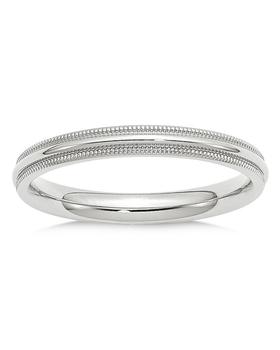 商品Bloomingdale's | Men's 3mm Milgrain Comfort Fit Band in 14K White Gold - 100% Exclusive,商家Bloomingdale's,价格¥2605图片