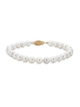 推荐14K Yellow Gold & 6-6.5MM Akoya Cultured Pearl Bracelet商品