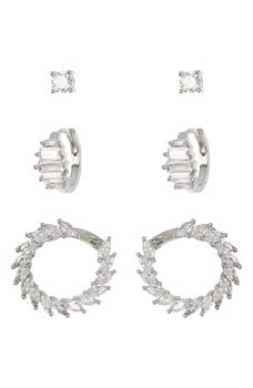 Nordstrom, Nordstrom | 3-Piece Silver-Tone CZ Earring Set商品图片 