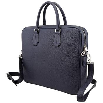 商品Bally Staz Textured Navy Blue Leather Business Bag图片