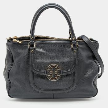 tory burch托特包精选, [二手商品] Tory Burch | Tory Burch Black Leather Logo Amanda Tote商品图片 8.5折