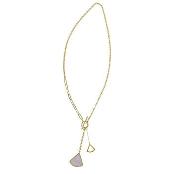 商品ADORNIA | Adornia Mixed Chain Toggle Y- Ginko Leaf Drop Necklace gold,商家Premium Outlets,价格¥174图片