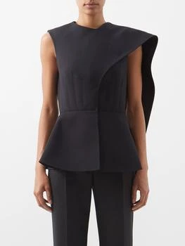 推荐Fanya draped-panel twill sleeveless jacket商品