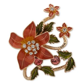Anne Klein | Gold-Tone Crystal & Stone Flower Pin,商家Macy's,价格¥209
