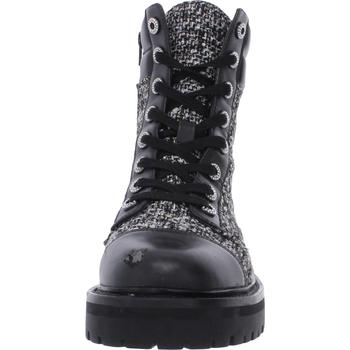 推荐Womens Leather Trim Metallic Combat Boots商品