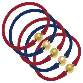 Canvas Style | Bali Game Day 24K Gold Bracelet Set Of 5 In Red And Royal Blue,商家Verishop,价格¥951