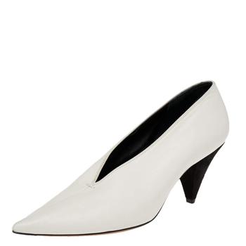 加拿大celine鞋, Celine | Celine Off-White Leather V Neck Pointed-Toe Pumps Size 38商品图片 4折