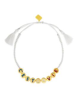 推荐Emily In Paris Cest La Vie 18K Gold-Plated Bead & Enamel Cord Bracelet商品