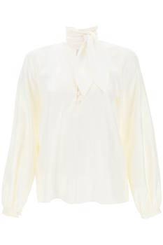 推荐Max mara 'albenga' silk shirt with bow collar商品