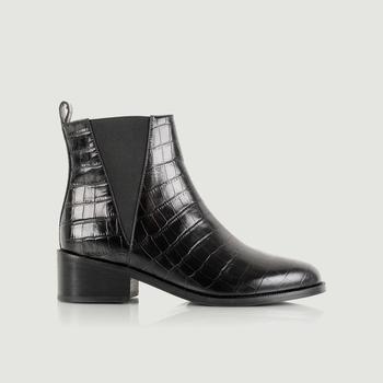 推荐Camden croco effect leather boots Noir féroce Bobbies Paris商品