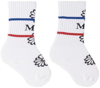 商品Mardi Mercredi Les Petits | Kids White & Pink Emoji Socks Set,商家SSENSE,价格¥30图片