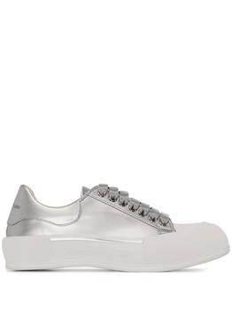 推荐Alexander Mcqueen Women's  Grey Leather Sneakers商品