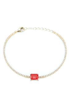 商品Sphera Milano | 14K Gold Plated Sterling Silver & CZ Emerald Cut Station Bracelet,商家Nordstrom Rack,价格¥340图片