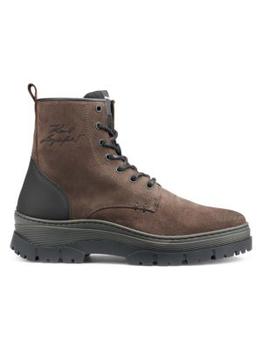 推荐Logo Suede & Leather Combat Boots商品
