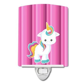 Caroline's Treasures | Pink Stripes Unicorn Ceramic Night Light,商家Verishop,价格¥192