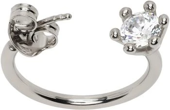 D'heygere | Silver Crystal Solitaire Hoop Earring,商家SSENSE,价格¥734