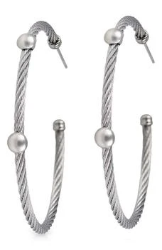 ALOR | 18K White Gold & Stainless Steel Cable Hoop Earrings,商家Nordstrom Rack,价格¥2848