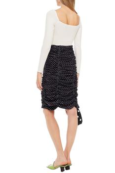 商品Ganni | Ruched polka-dot velvet skirt,商家THE OUTNET US,价格¥449图片