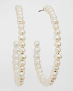 推荐Freshwater Pearl Medium Hoop Earrings商品