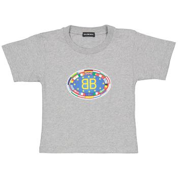 推荐Balenciaga Grey Short-sleeved T-shirt With BB Print For Kids, Size 4商品