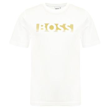 Hugo Boss | White Short Sleeve Gold Logo T Shirt商品图片,4折×额外9折, 额外九折