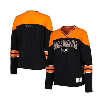 Tommy Hilfiger | Women's Black Philadelphia Flyers Abigail V-Neck Long Sleeve T-shirt 7.4折