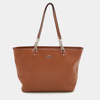 coach托特包链条包, [二手商品] Coach | Coach Brown Leather Sophia Chain Tote商品图片 7.6折
