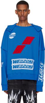 we11done卫衣图片, We11done | Blue Cotton Hoodie商品图片 3折