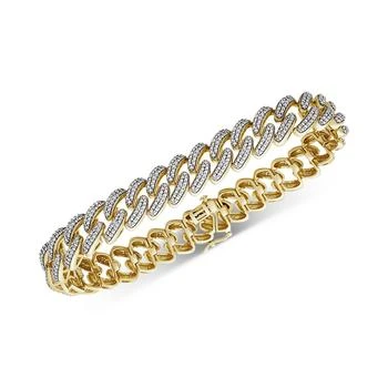 Macy's | Men's Diamond Cuban Link Bracelet (1 ct. t.w.) in 14k Gold-Plated Sterling Silver,商家Macy's,价格¥9510