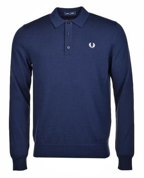 Fred Perry | Knitted Long Sleeve Polo Shirt Navy商品图片,