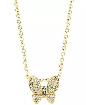 Effy | EFFY® Diamond Pavé Butterfly 18" Pendant Necklace (1/10 ct. t.w.) in 14k Gold-Plated Sterling Silver,商家Macy's,价格¥1064