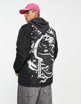 Rip N Dip | RIPNDIP mystic nerm quilted bomber jacket in black with sleeve and back print商品图片,