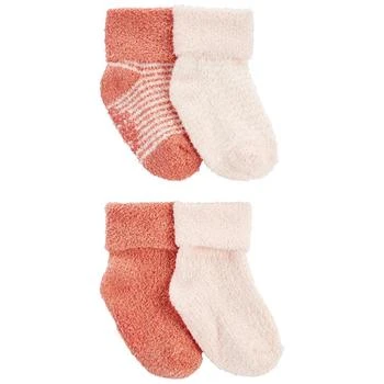 Baby Girls Foldover Chenille Booties, Pack of 4