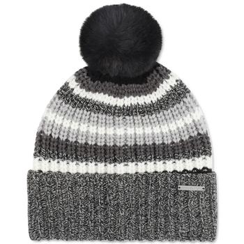 Michael Kors | Women's Striped Ribbed-Cuff Beanie商品图片,额外7折, 额外七折