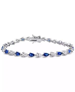 Macy's | Lab-Grown Blue Sapphire (5-1/4 ct. t.w.) & Lab-Grown White Sapphire (5-1/4 ct. t.w.) Link Bracelet in Sterling Silver,商家Macy's,价格¥468