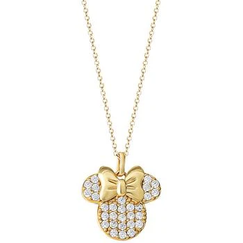 Disney | Cubic Zirconia Minnie Mouse 18" Pendant Necklace in 18k Gold-Plated Sterling Silver,商家Macy's,价格¥930