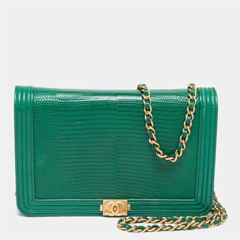 chanel包, [二手商品] Chanel | Chanel Green Lizard and Leather Boy Wallet on Chain商品图片 7.2折, 满1件减$100, 满减