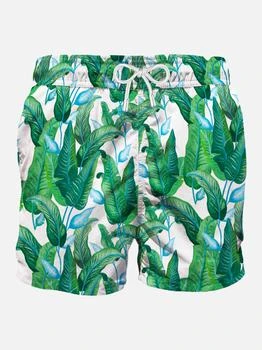 推荐Tropical Leaf Print Mid-length Swim Shorts商品