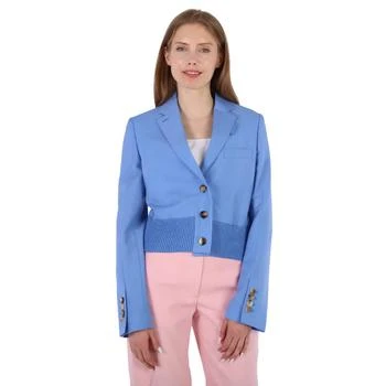 推荐Ladies Vivid Cobalt Mohair-Wool Tailored Blazer Jacket商品