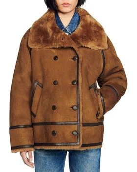 Sandro | Oversized Shearling Coat,商家Bloomingdale's,价格¥8904