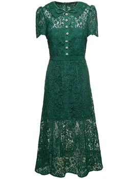 推荐Long Green Dress With Peter-Pan Collar And Jewels Buttons In Lace商品