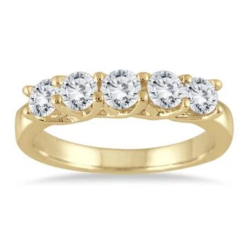 Monary | 1 Carat TW Five Stone Diamond Wedding Band in 10K Yellow Gold,商家Premium Outlets,价格¥6320