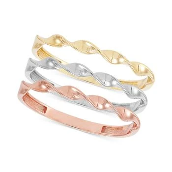 Macy's | 3-Pc. Set Twisted Stackable Bands in 10k Tricolor Gold, Created for Macy's,商家Macy's,价格¥1515