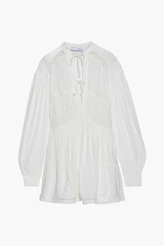 IRO评价, IRO | Pluton crochet-trimmed Swiss-dot crepe de chine mini dress商品图片 