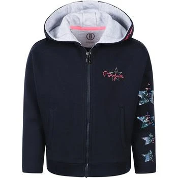 推荐Iridescent stars logo zipped hoodie in navy商品