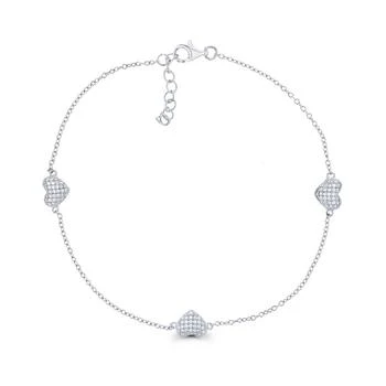 Macy's | Cubic Zirconia Micro Pave Triple Hearts Bracelet in Sterling Silver,商家Macy's,价格¥212