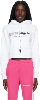 Palm Angels | White Rhinestone Sprayed Hoodie商品图片,