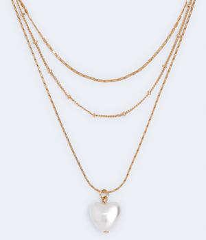 product Aeropostale Women's Faux Pearl Heart Necklace 3-Pack image